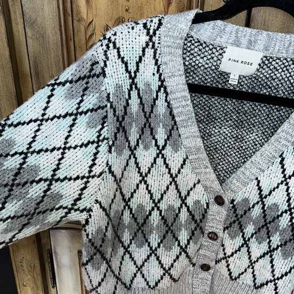 Pink Rose Argyle Cardigan - Picture 3 of 7